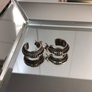 Silver and black pierced earrings